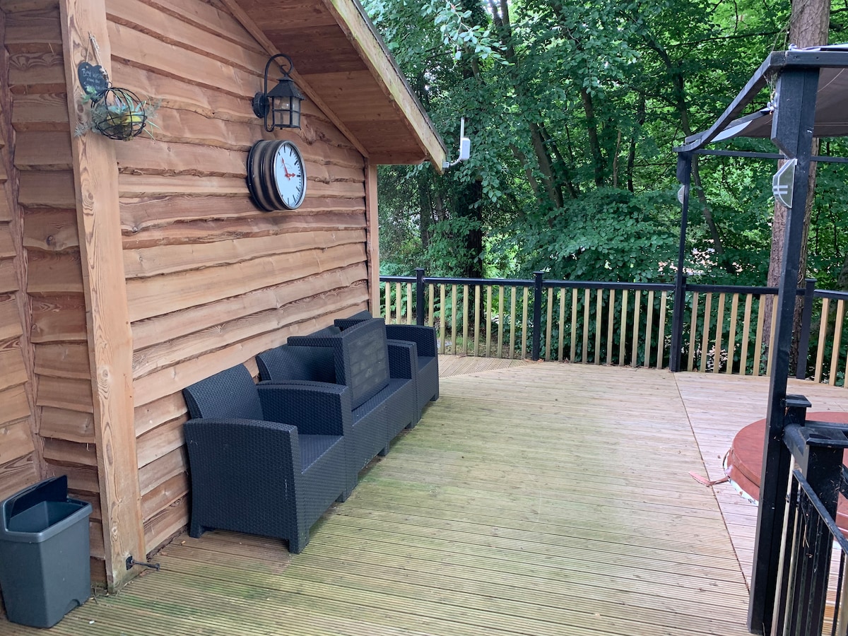 Outdoor deck with rattan garden sofa